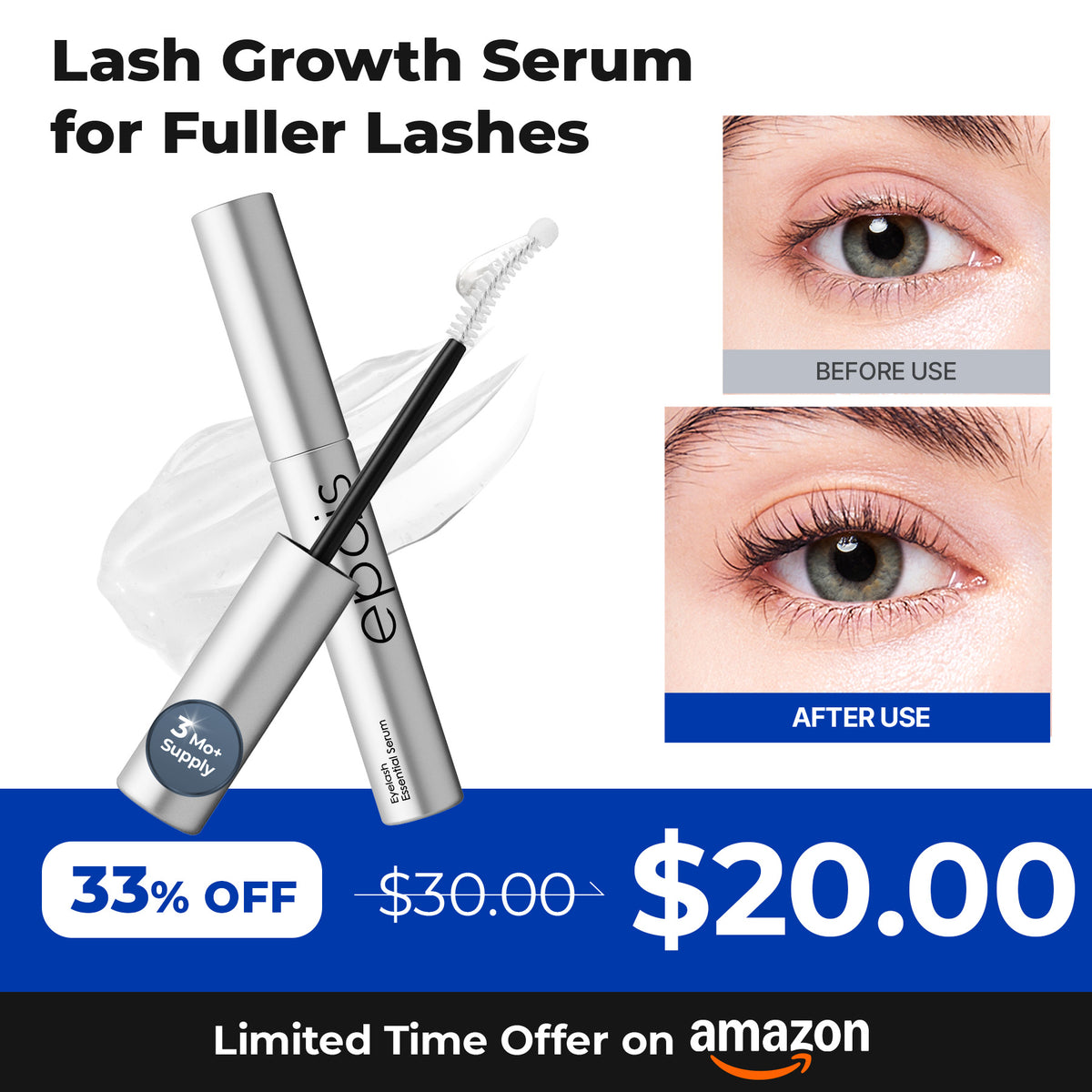 [Amazon] Eyelash Serum for Fuller, Longer Eyelashes